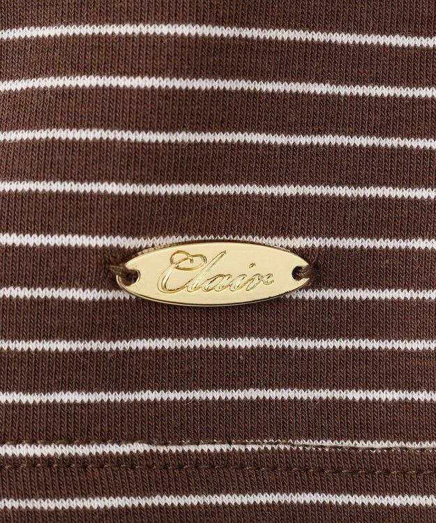 earth music&ecology ゴールドボタンボーダーカーディガン Brown