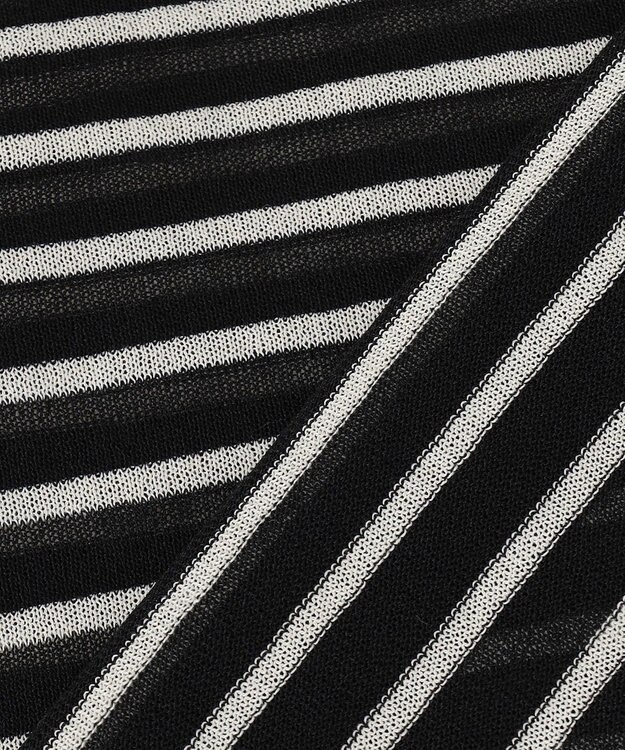 UNFILO シアーフォルムニット ボーダー ブラック×ベージュ