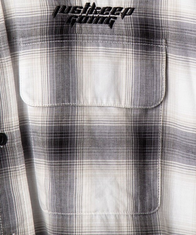 WEGO オンブレチェックグラフィックシャツ（LS） ホワイトチェック1