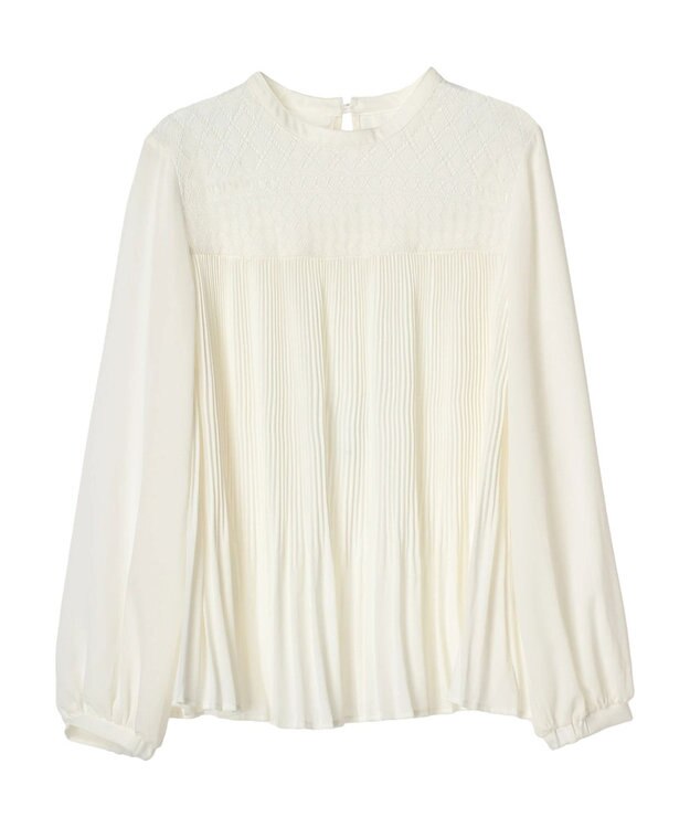 earth music&ecology レースプリーツブラウス Off White