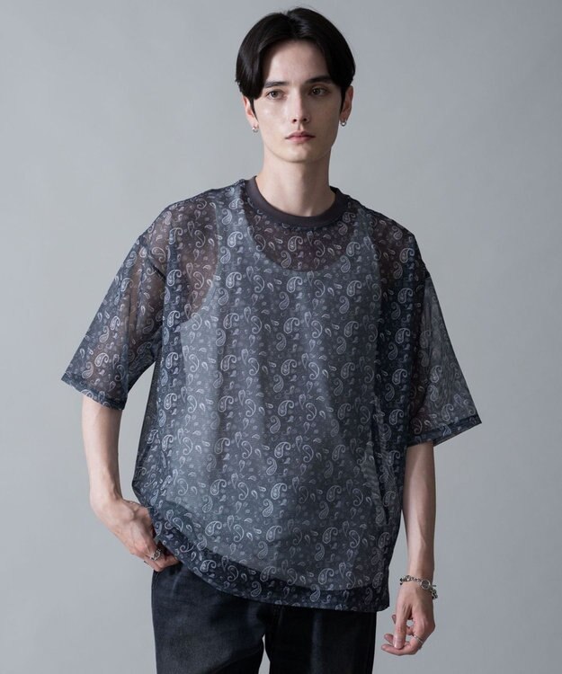 WEGO 【2点SET】メッシュパターンアンサンブルPOシャツ（SS） 柄1