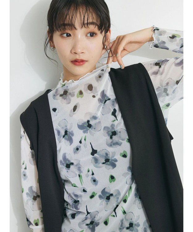 CRAFT STANDARD BOUTIQUE プリント柄スタンドネックプルオーバー Off White