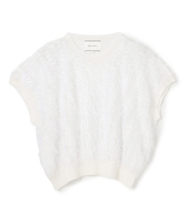 BEIGE， 【洗える】LYCORIS / カットジャカードプルオーバーニット White