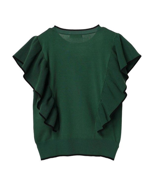 Green Parks 配色フリルニットプルオーバー Green