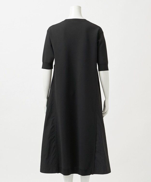 23区 L 【R(アール)】ナイロンタフタドッキング ニットワンピース ブラック系