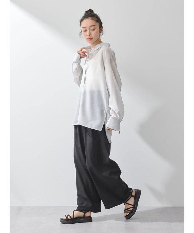 earth music&ecology ゆるてろワイドパンツ Black