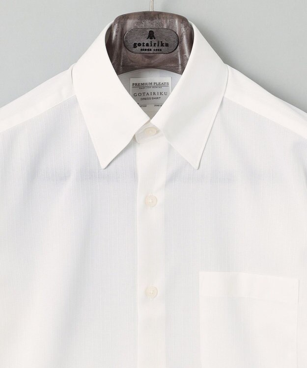 GOTAIRIKU 春夏向け【形態安定】SUMMERPREMIUMPLEATS_スナップダウンカラー _織柄_ 長袖ドレスシャツ(25年春夏モデル) ホワイト系1(ドビーストライプ)
