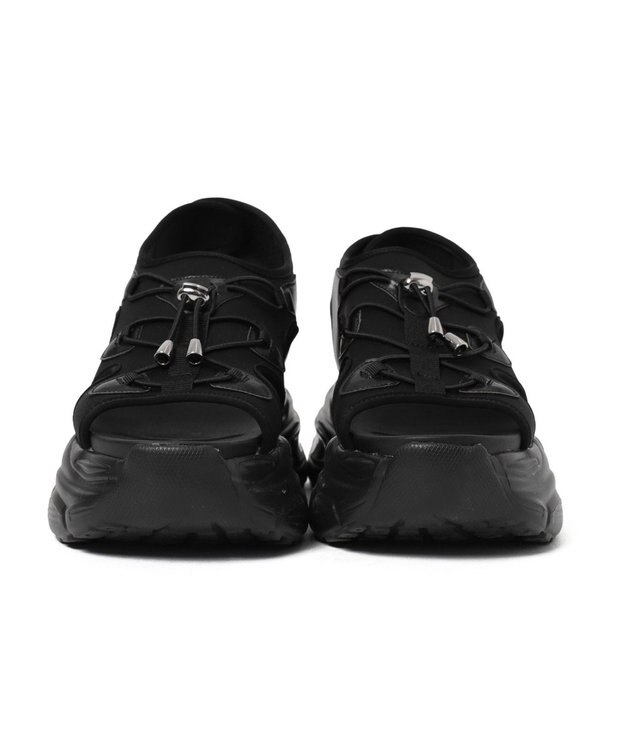 WEGO 【SMLXLサイズ展開】クリアライトソールレースアップサンダル ブラック