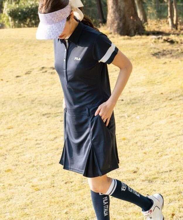 FILA GOLF／marie claire 【FILA GOLF】スポーティ半袖ワンピース ネイビー