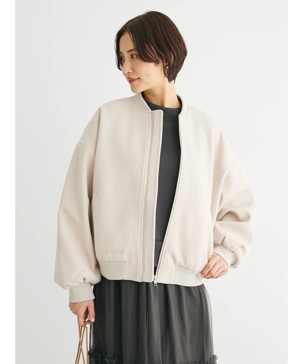 Green Parks ・ＥＬＥＮＣＡＲＥ　ＤＵＥ　ウールライクブルゾン Ivory