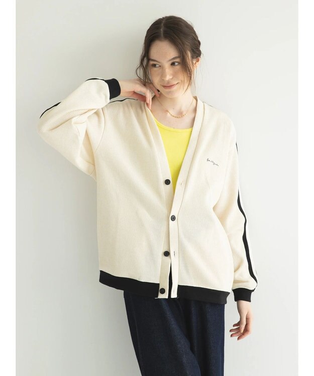 CRAFT STANDARD BOUTIQUE 【リサイクル】ラインカーディガン Ivory