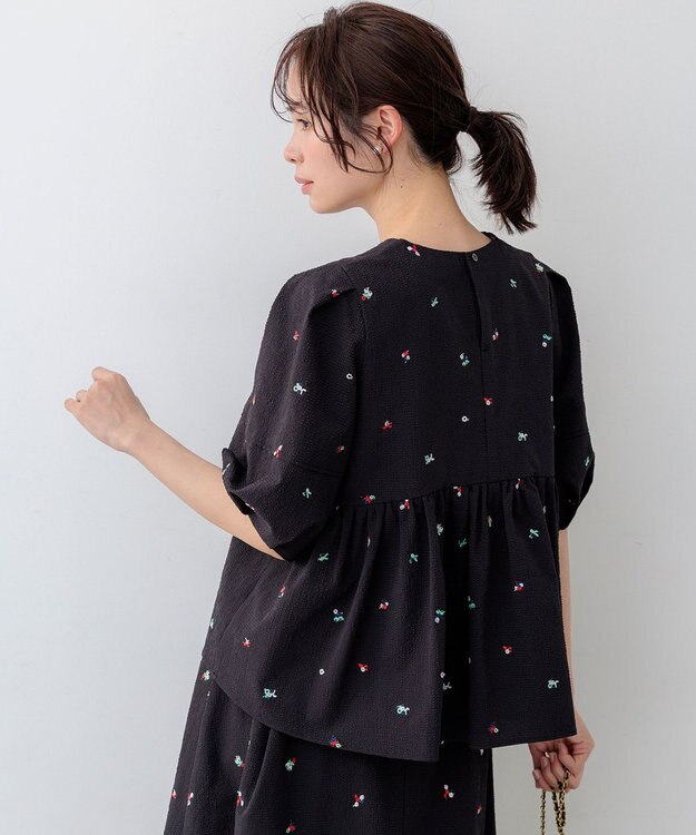 組曲 L 【WEB限定】ミニフラワーエンブロイダリー ブラウス ブラック系7
