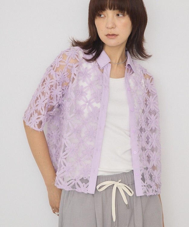 AMERICAN HOLIC アートレース半袖シャツ Lavender