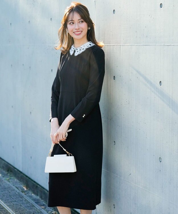 あ*汰様 【OWAUNO】キーネックダブルクロスワンピース（ネイビー） あ*汰様 【OWAUNO】キーネックダブルクロスワンピース（ネイビー）