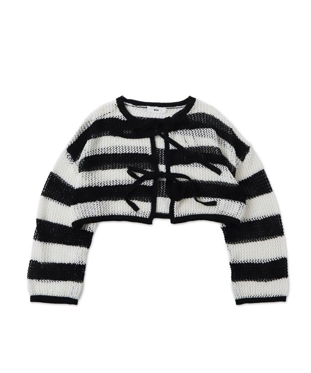 WEGO メッシュニットカーデ ブラックボーダー