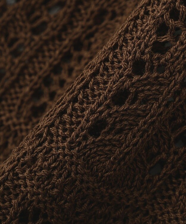 earth music&ecology メッシュレース襟付きカーディガン Brown