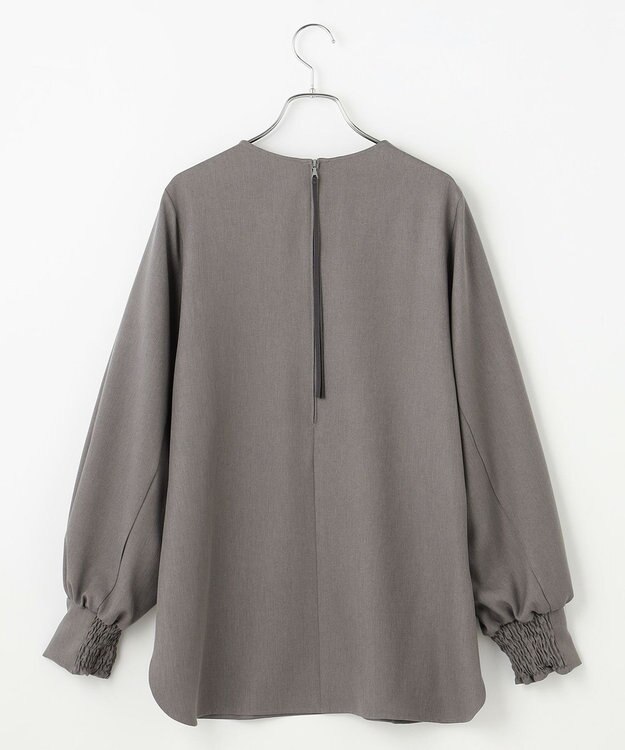 #Newans 【洗濯機可】シャーリングカフスパウダリーブラウス チャコール