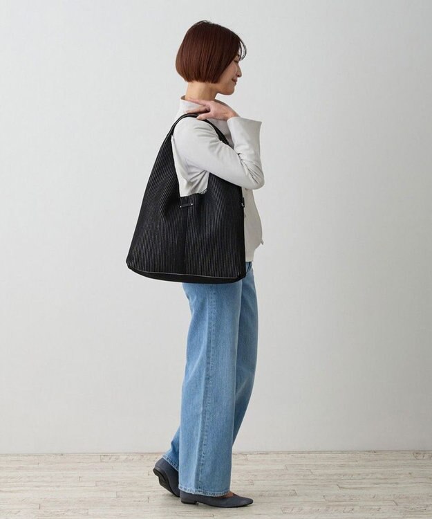 ROOTOTE 1061【ラメ糸ミックス-A4収納】LT.ラウンド.グリンプス.ニット-A 01：ブラック