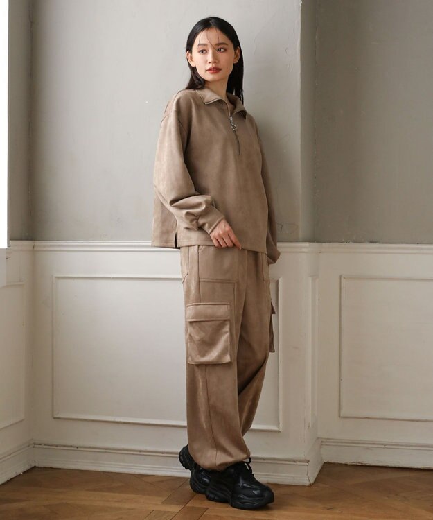 Green Parks ・ＳＵＧＡＲ　ＳＰＯＯＮ　スエードポンチハーフＺＩＰ Beige