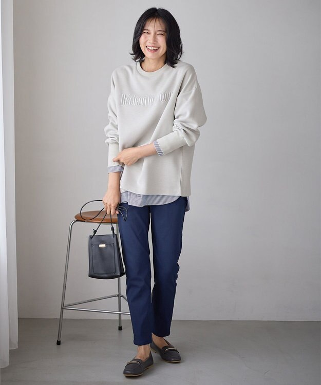 ANY L 【洗濯機可】エンブロイダリーロゴダンボールプルオーバー サンドベージュ