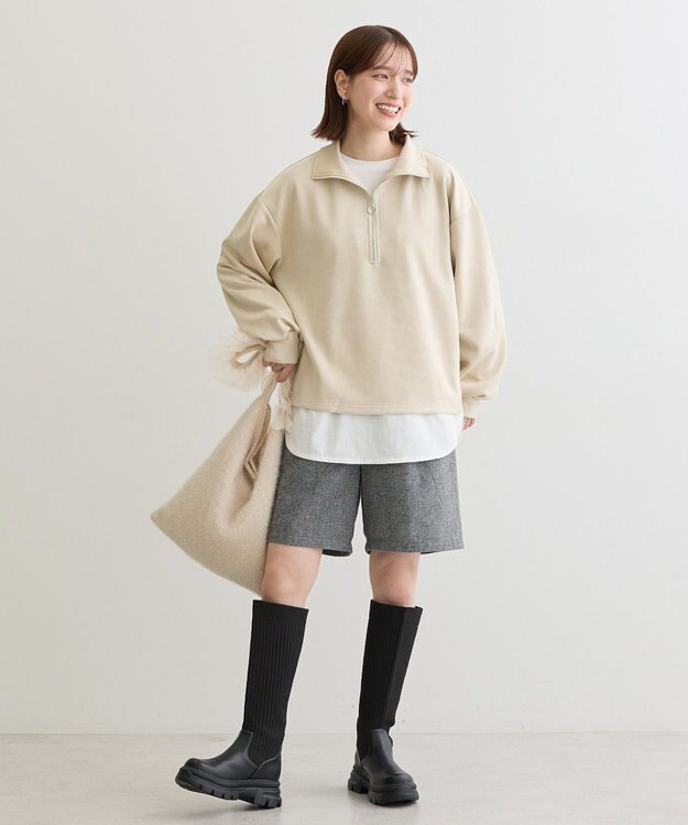 Green Parks ・ＳＵＧＡＲ　ＳＰＯＯＮ　スエードポンチハーフＺＩＰ Ivory