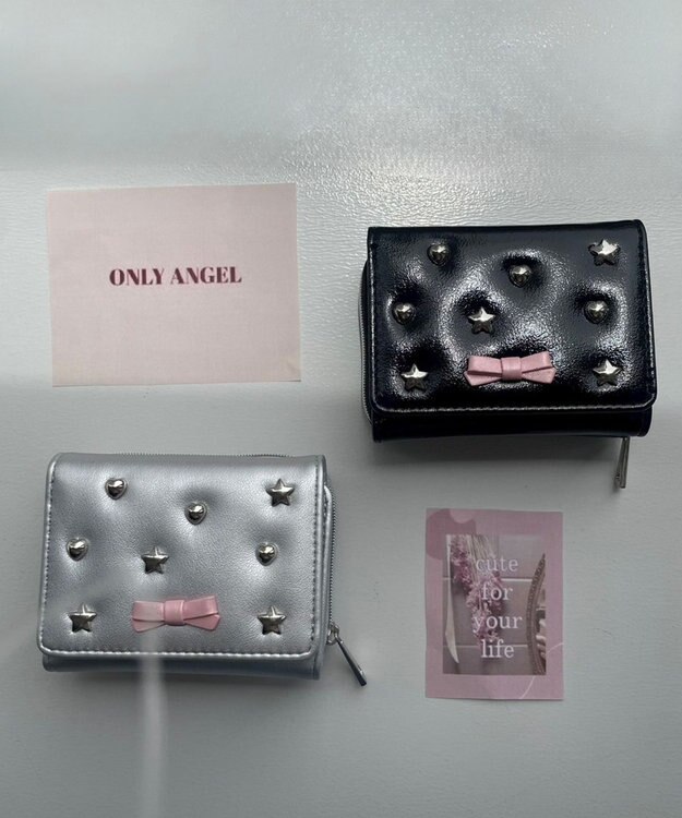 WEGO スタッズリボンウォレット ブラック