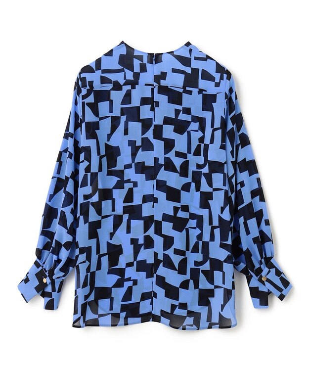 BEIGE， LUCIE / ノーカラーブラウス Sax × Navy