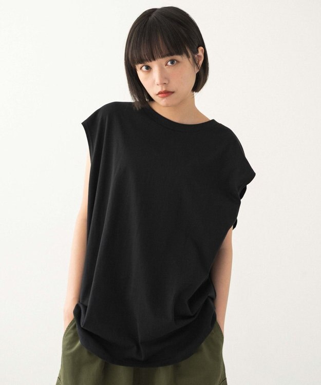 WEGO 【ユニセックス着用ITEM/MLサイズ展開/綿100%】スリーブレスコットンT ブラック