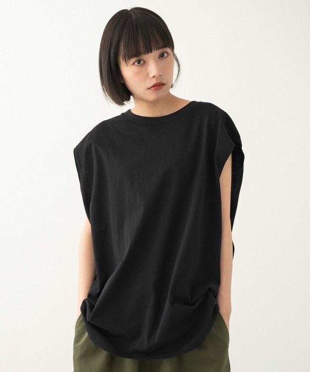 WEGO 【ユニセックス着用ITEM/MLサイズ展開/綿100%】スリーブレスコットンT ブラック