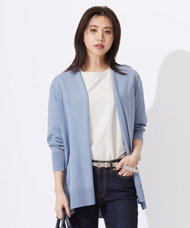 J.PRESS LADIES L 【洗える・UVケア】サマー カーディガン ダルブルー系