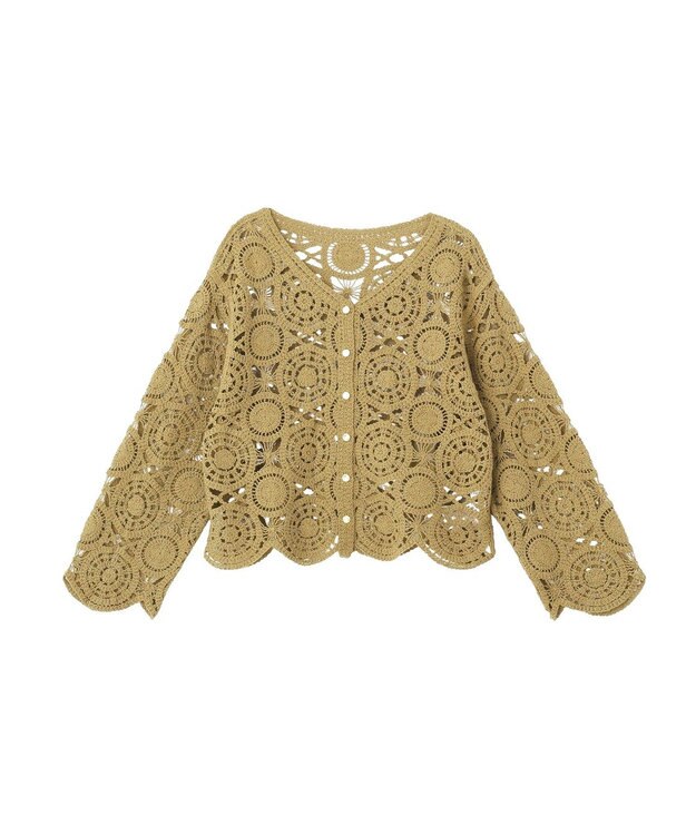 AMERICAN HOLIC クロシェニットVネックカーディガン Khaki