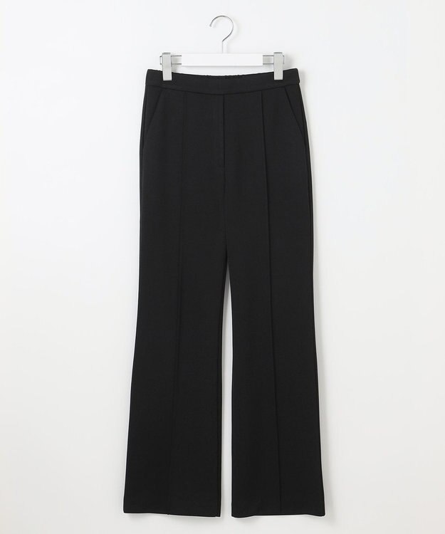 Feroux 【洗える】美シルエットストレッチセミフレア パンツ ブラック系