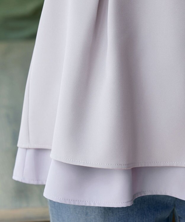 Tiaclasse L 【洗える】レイヤードヘムペプラムブラウス グレージュ