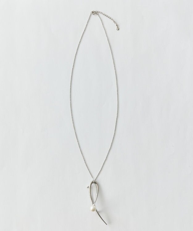 Phoebe 2wayスタイリッシュクロスカーブパールブローチネックレス　シルバー シルバー