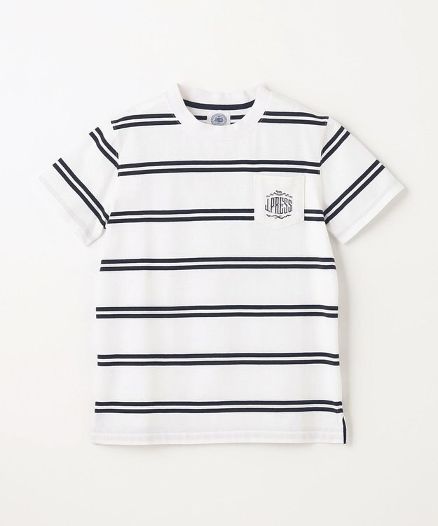 J.PRESS KIDS 【140-170cm】ハウス刺繍ボーダー Ｔシャツ ホワイト系1