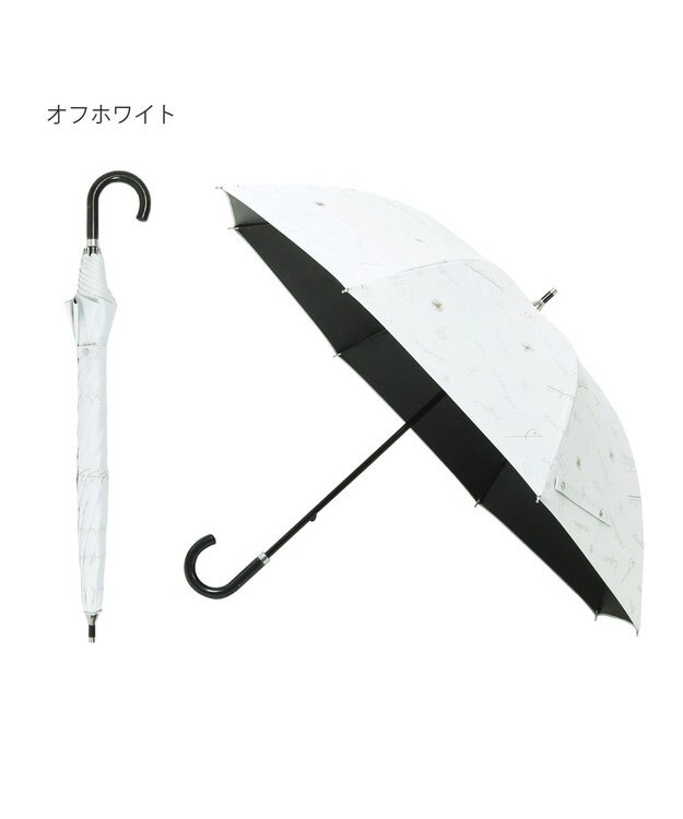 MOONBAT 【一級遮光/晴雨兼用】LANVIN en Bleu (ランバン オン ブルー) 長傘 日傘 ラインドローイング 遮光 遮熱 UV オフホワイト