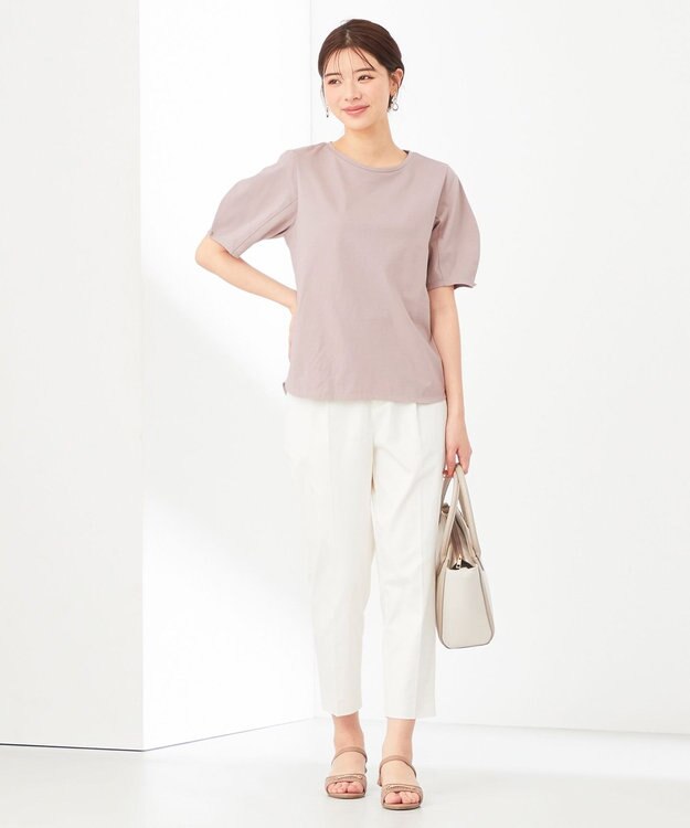 ANY SIS 【汗ジミ防止・UVケア】アーモンドスリーブ カットソー ローズグレー