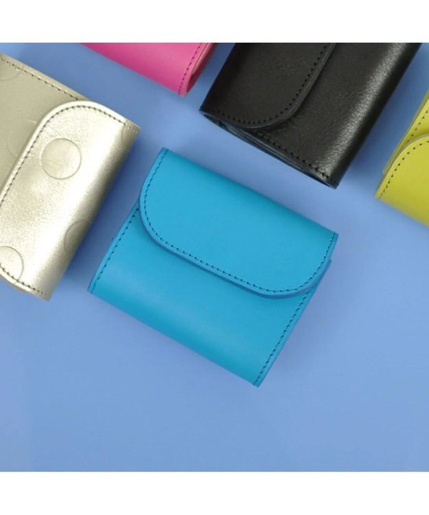 UNBILLION perche 姫路レザーかぶせミニウォレット ブルー