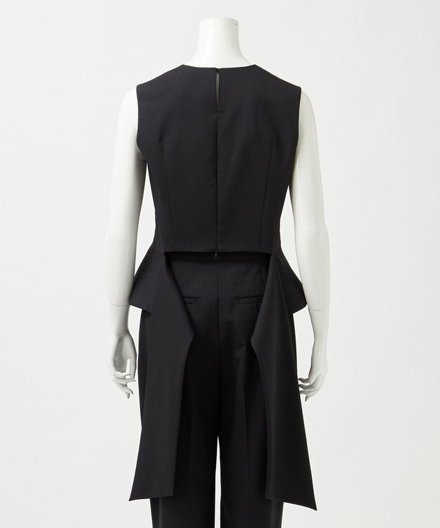 23区 S 【エステータ】ライトダブルクロス バックリボン ペプラムトップス ブラック系