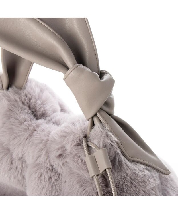 UNBILLION cachecache リボンハンドルエコファードロストバッグ ライトグレー