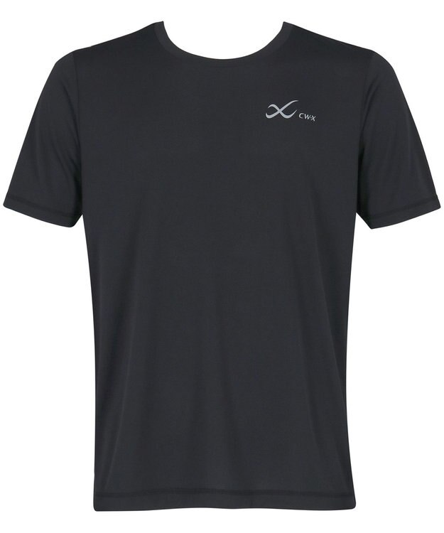 CW-X 【MEN】 CW-X トップス 【薄軽ランニングシャツ】 半袖 3分袖 Ｕネック 吸汗速乾性(本体) メンズ DLO155 /ワコール ブラック