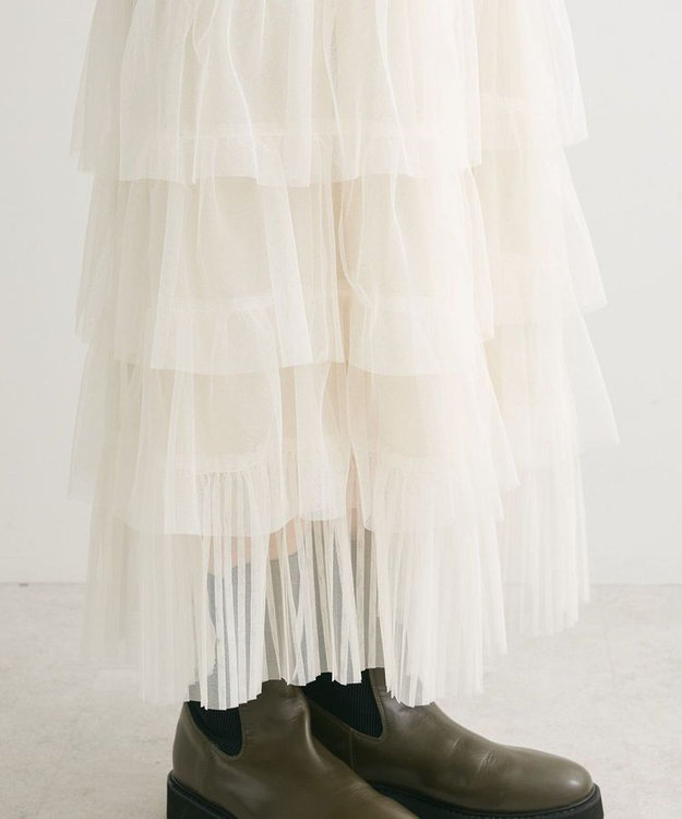 Green Parks ２ｗａｙチュールティアードフリルスカート（ペチ付き） Ivory