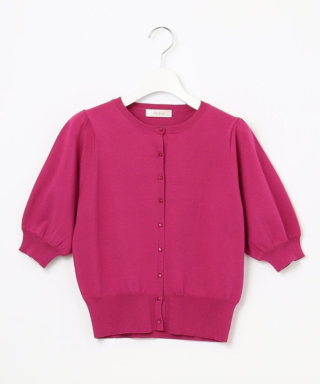 Feroux 【接触冷感・UVカット】ハーフスリーブ カーディガン ローズ系