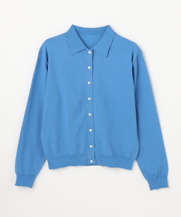 ANY L コットンブレンドポロカーデ ブルー