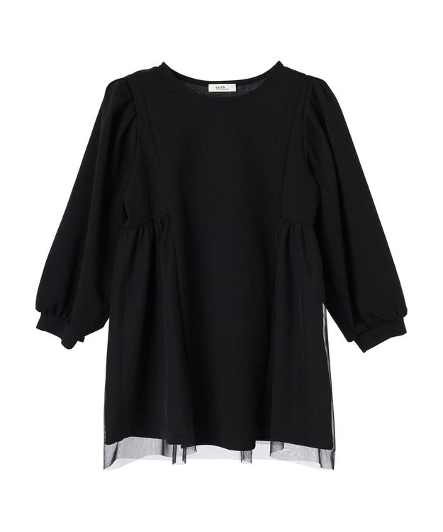 earth music&ecology チュールドッキングチュニック Black