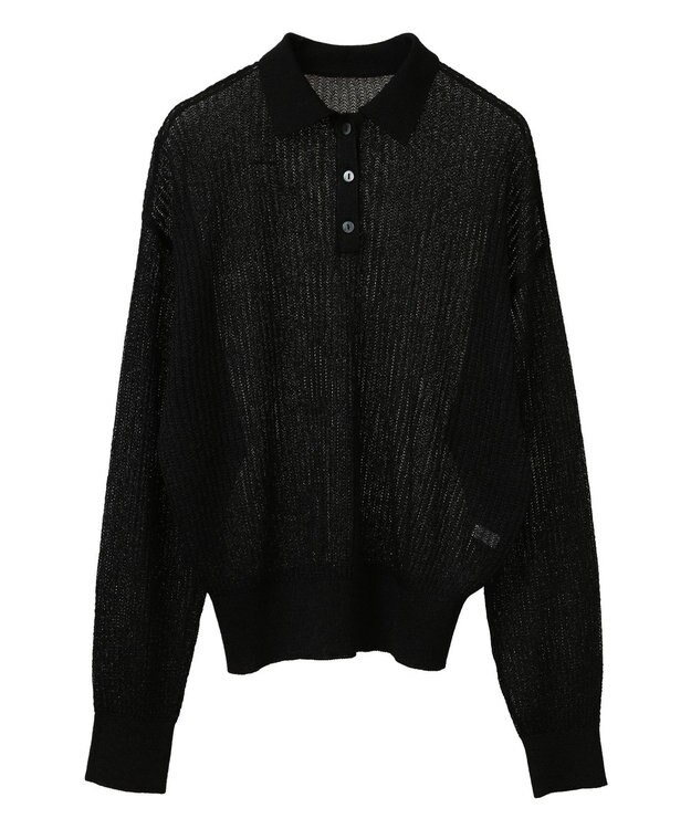 AMERICAN HOLIC メタルライクニットポロ Black