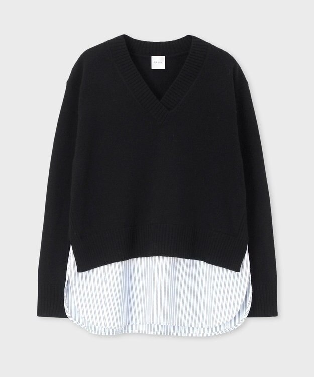 Paul Smith シャツコンビ Vネックニット ブラック