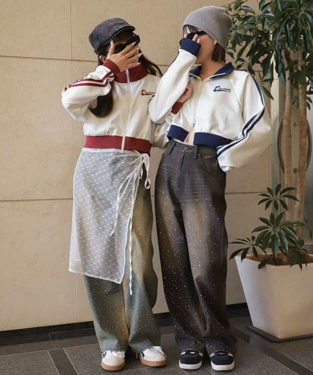 WEGO ロゴプリントトラックジャケット ネイビー