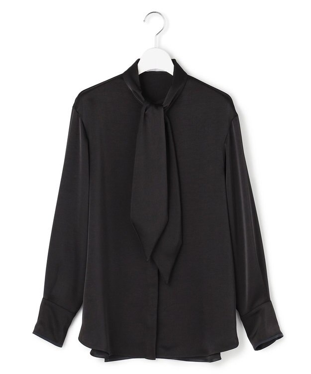 ICB L 【WEB＆一部店舗限定】 DrapySatin ボウタイブラウス ブラック系