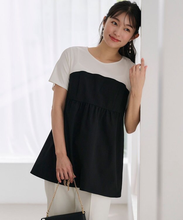 ANY SIS ビスチェドッキング風 カットソー ブラック